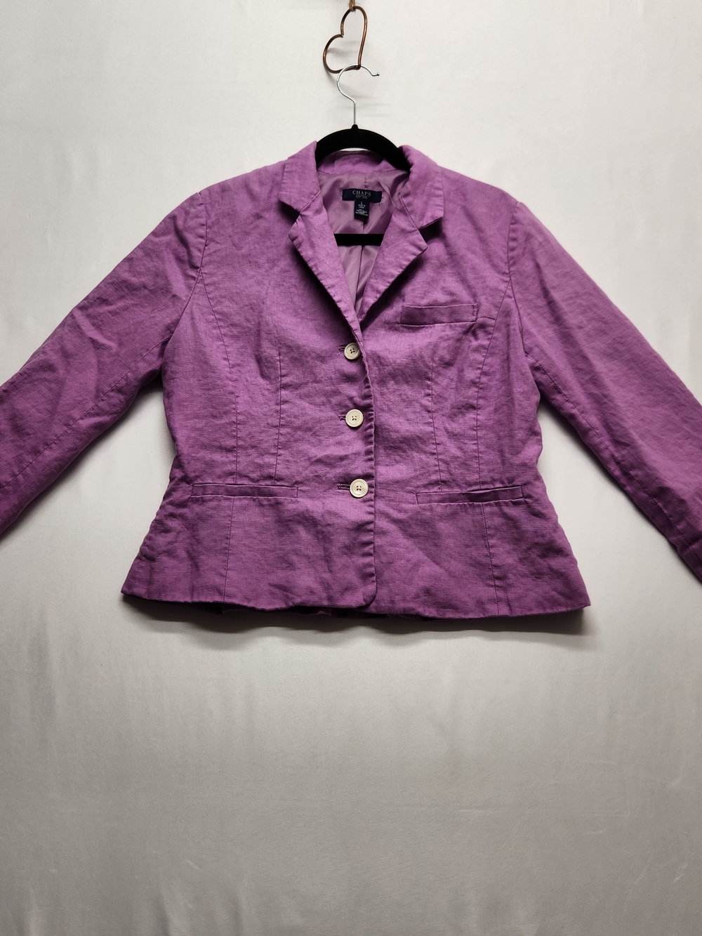 ⭐️CHAPS Purple Linen Blazer Jacket Size Large L Light Pastels Office Cottagecore